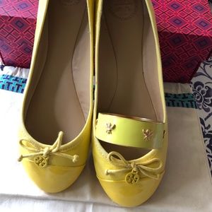 Tory Burch Yellow Chelsea Ballet w/Cap Toe 9.5